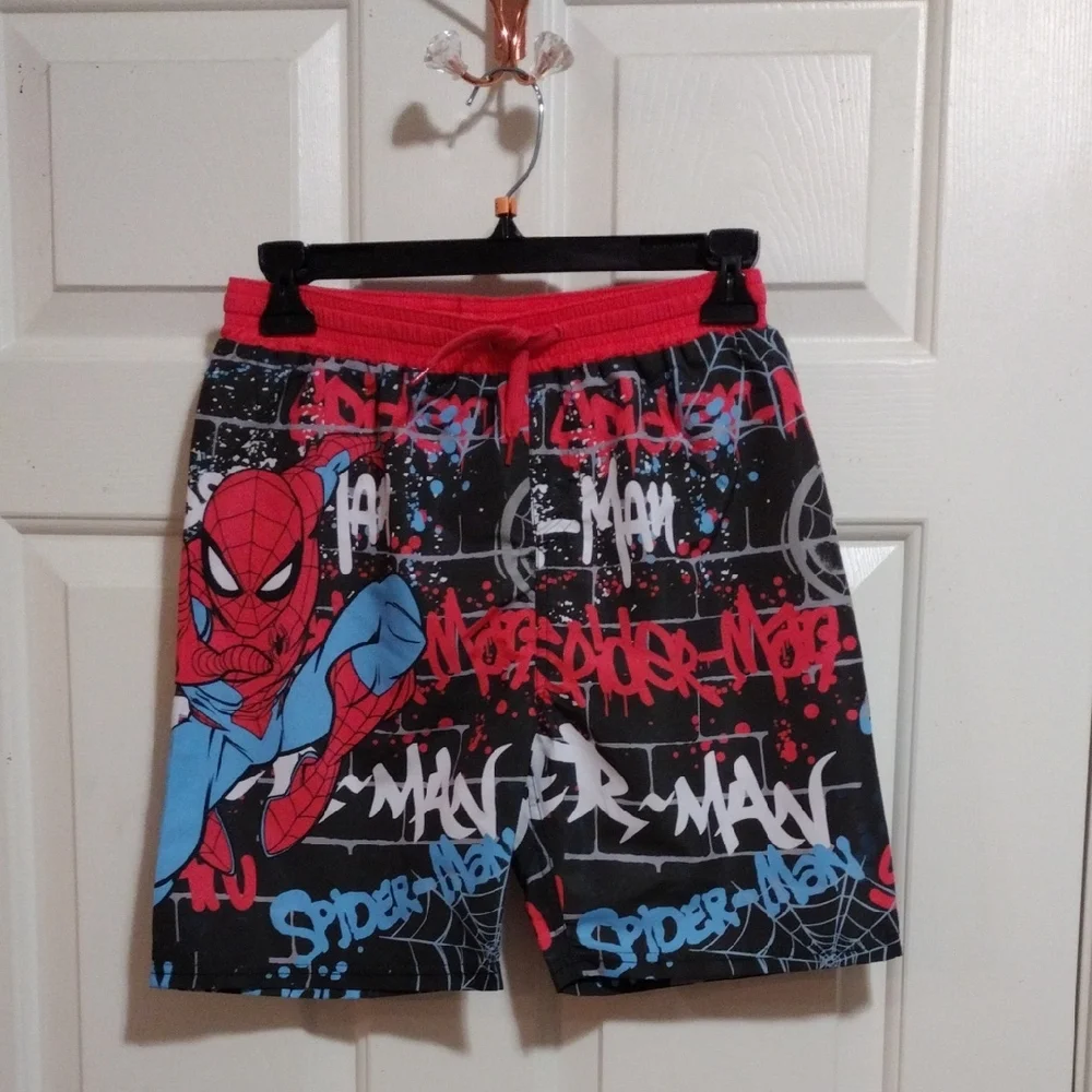 Spider-Man Swim Trunks - Black and Red Size Boy's Size 10/12 🆕